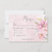 Rosa Blütenflora Wasserfarbe Moderne Hochzeit RSVP Karte (Vorderseite)
