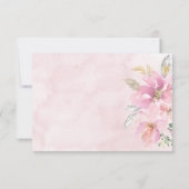 Rosa Blütenflora Wasserfarbe Moderne Hochzeit RSVP Karte (Rückseite)