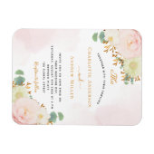 Rosa Blütenflorale Mono Hochzeit Magnet (Horizontal)