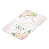 Rosa Blütenflorale Mono Hochzeit Magnet (Linke Seite)