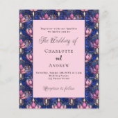 Rosa Blütenflorale Retro-Hochzeitseinladung (Vorderseite)