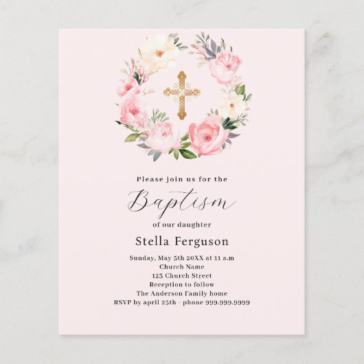 Rosa Blütenfloralen im Gefolge der Taufe (Vorderseite)