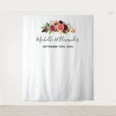 Rosa Blütenfloralen, weiße Hochzeit Wandteppich (Vorderseite)