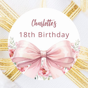 Rosa Blütenflorchen Geburtstag Runder Aufkleber