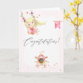 Rosa Blütenfolie und Goldfolie und Glitzer-Prinzes Karte (Gelbe Blume)