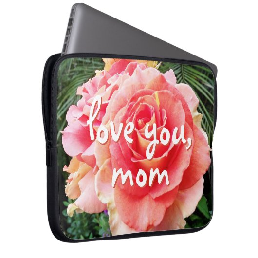 Rosa Blütenfotografie Liebe Mama Laptopschutzhülle (Vorne Rechts)