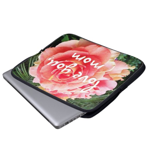 Rosa Blütenfotografie Liebe Mama Laptopschutzhülle (Vorne Knopf)