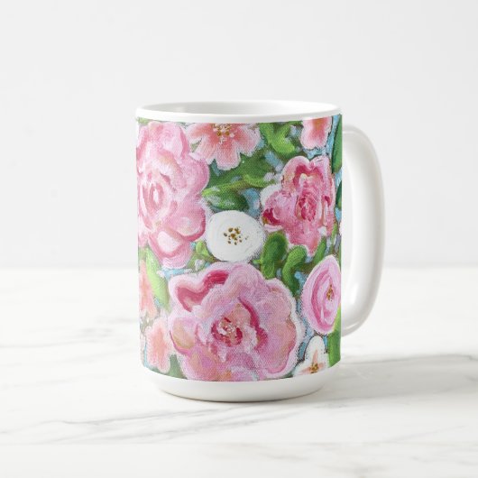 Rosa Blütenfrühlingsblüten Kaffeetasse (VorderseiteRechts)