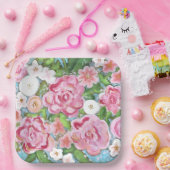 Rosa Blütenfrühlingsblüten Pappteller (Party)