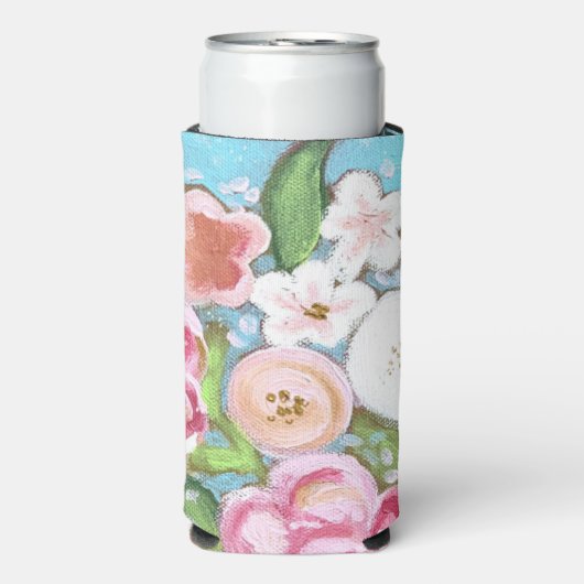 Rosa Blütenfrühlingsblüten Selters Dosenkühler (Seltzer Vorderseite)