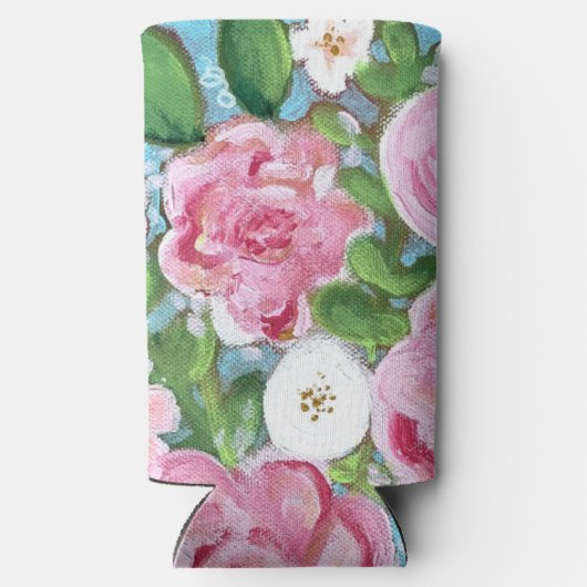 Rosa Blütenfrühlingsblüten Selters Dosenkühler (Rückseite)