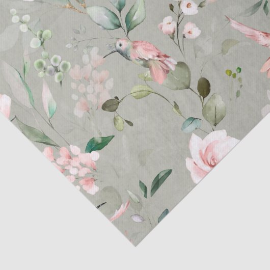 Rosa Blütengarten Hummingbird Seidenpapier (Detail)