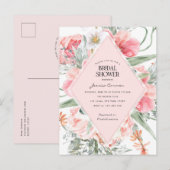 Rosa Blütengarten nach dem Motto, hübsch modern Einladungspostkarte (Vorne/Hinten)