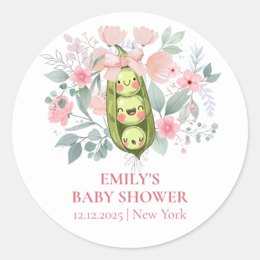 Rosa Blütengarten Süßerbse in Pod-Kinderdusche Runder Aufkleber (Vorderseite)