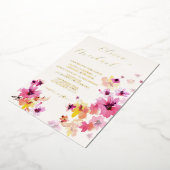 Rosa Blütengelbe Blumen Botanische Hochzeit Gold Folieneinladung (Gedreht)