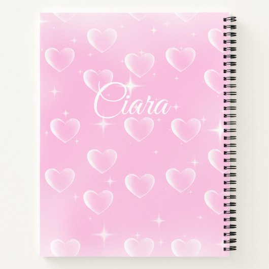 Rosa Blütenglanz und Herz Notizblock (Rückseite)