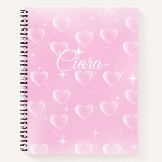 Rosa Blütenglanz und Herz Notizblock (Vorderseite)