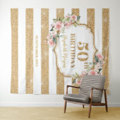 Rosa Blütengold Glitzer 50. Geburtstag Wandteppich (Beispiel (Horizontal))