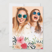 Rosa Blütengold Glitzer Foto Abschluss Einladung (Rückseite)