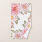 Rosa Blütengold Glitzer Schmetterling Badhandtuch Set (Handtuch)