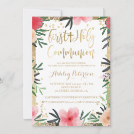 Rosa Blütengold Grenze Erste Heilige Kommune Einladung