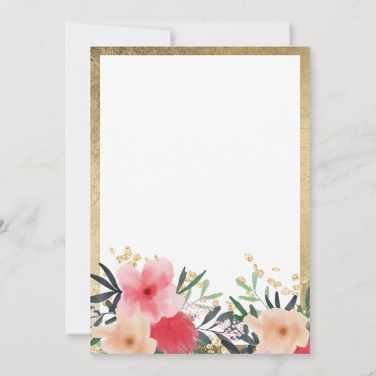 Rosa Blütengold Grenze Erste Heilige Kommune Einladung (Rückseite)