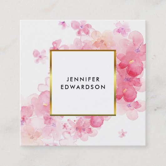 Rosa Blütengold-Profi Quadratische Visitenkarte (Vorderseite)
