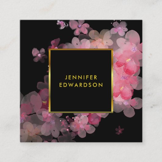 Rosa Blütengold-Profi Quadratische Visitenkarte (Vorderseite)