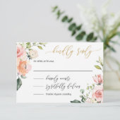 Rosa Blütengoldbriefe Hochzeit Rsvp Begleitkarte (Stehend Vorderseite)
