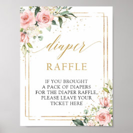 Rosa Blütengoldgeometrie Poster