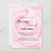 Rosa Blütengoldkreuz Christine Einladung (Vorderseite)