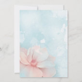 Rosa Blütengoldrahmen Blau Wasserfarbe Süß 16 Einladung (Rückseite)