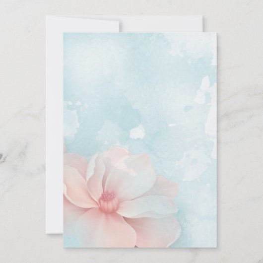 Rosa Blütengoldrahmen Blau Wasserfarbe Süß 16 Einladung (Rückseite)