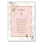 Rosa Blütengoldrahmen-Taufe-Seekarte Tischnummer (Rückseite)