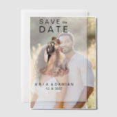 Rosa blütengraues Blumenpaar Foto Save the Date Pergament Einladungen (Versatz (Ehepaar))