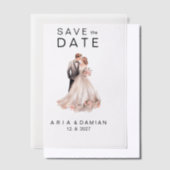 Rosa blütengraues Blumenpaar Foto Save the Date Pergament Einladungen (Versetzt)