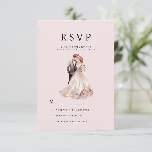 Rosa blütengraues Blumenpaar Foto UAWG Einladung (Stehend Vorderseite)