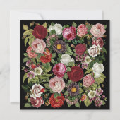 Rosa Blütengrün Rustikale Schwarze Hochzeit Einladung (Rückseite)