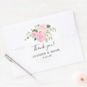 Rosa Blütengrün Sommer Frühling Blumengefallen Runder Aufkleber (Umschlag)