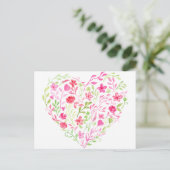 Rosa Blütenherz Postkarte (Stehend Vorderseite)
