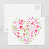 Rosa Blütenherz Postkarte (Vorne/Hinten)