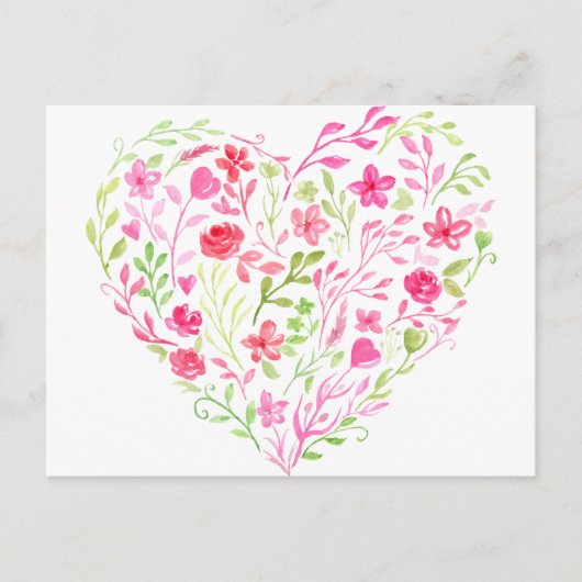 Rosa Blütenherz Postkarte (Vorderseite)