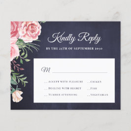 Rosa Blütenhochzeit der Marine RSVP Flyer