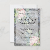 Rosa Blütenhochzeit Einladung (Vorderseite)