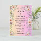 Rosa Blütenhochzeit Einladung (Stehend Vorderseite)