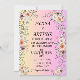 Rosa Blütenhochzeit Einladung