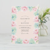 Rosa Blütenhochzeit Einladung (Stehend Vorderseite)
