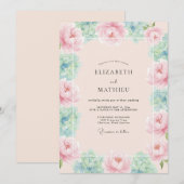 Rosa Blütenhochzeit Einladung (Vorne/Hinten)