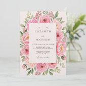 Rosa Blütenhochzeit Einladung (Stehend Vorderseite)