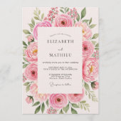 Rosa Blütenhochzeit Einladung (Vorderseite)